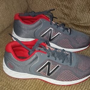 New Balance Youth Charcoal and Crimson Athletic Shoes